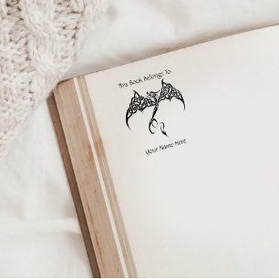 Keltische Tribale Draak Knoopwerk Zwart Wit Fantas Rubberstempel