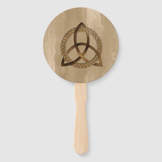 Keltische Triquetra Trinity Knoop Hand Fan Handwaaier (Achterkant)