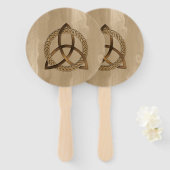 Keltische Triquetra Trinity Knoop Hand Fan Handwaaier (Voorkant en achterkant)