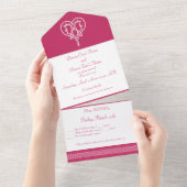 Keltische Weave-harten in frambozen All In One Uitnodiging (Afscheurbaar)