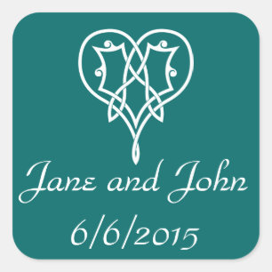 Keltische Weave Hearts in Blauwgroen sticker