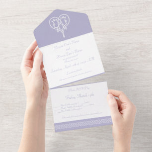 Keltische Weave Hearts in Lavender All In One Uitnodiging