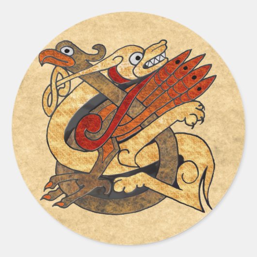 Keltische wezens ronde sticker (Voorkant)