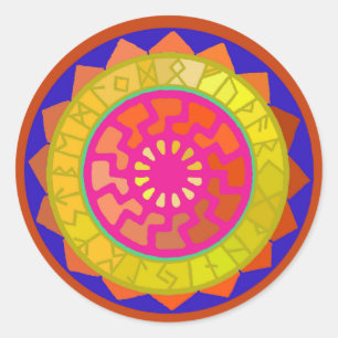 Keltische Zon Rune Kalender Symbolen Ronde Sticker