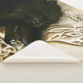 Keltische zwarte wolf sherpa deken (3/4)