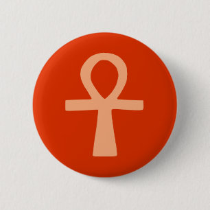 Kemetism-symbool (oranje) ronde button 5,7 cm