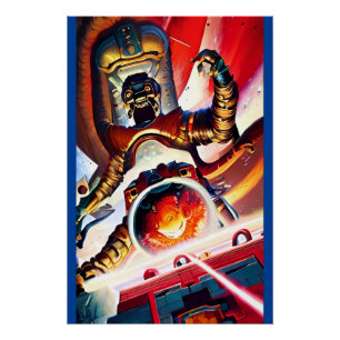 Ken Gage Vuur de Laser Kanonnen Retro Art Perfect Poster