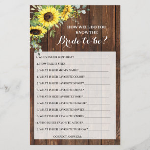 Ken je de Bride Sunflower Shower-kaart? Flyer