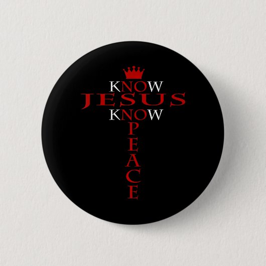 Ken Jesus Know Peace Religieuze Christus Christeli Ronde Button 5,7 Cm (Voorkant)