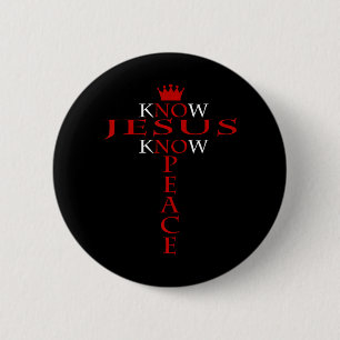 Ken Jesus Know Peace Religieuze Christus Christeli Ronde Button 5,7 Cm