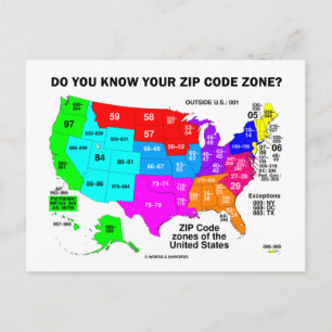 Ken jij je postcode zone? (Amerikaanse kaart) Briefkaart