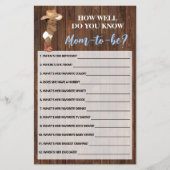 Ken jij Mom AA Cowboy Shower Game Kaart? Flyer (Voorkant)