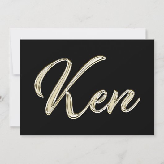 Ken Name white gold Handwriting Karte Kaart (Voorkant)