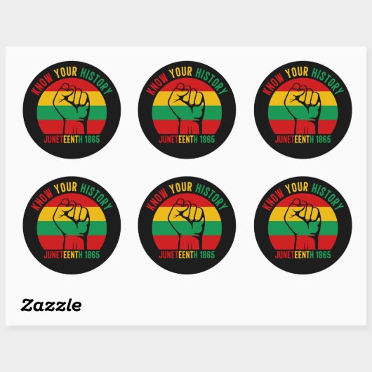 Ken Uw Geschiedenis Rood Geel Geel Juneteenth Ronde Sticker (Vel)