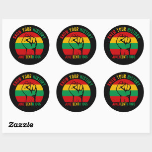 Ken Uw Geschiedenis Rood Geel Geel Juneteenth Ronde Sticker