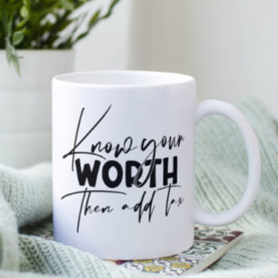 Ken Uw Inspirerend Motivatie Citaat van de Worth Koffiemok