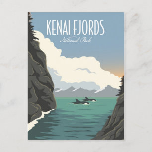 Kenai Fjords Nationaal Park Alaska retro Briefkaart
