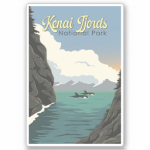 Kenai Fjords National Park Illustratie Reiskunst Sticker