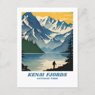 Kenai Fjords National Park illustratie retro West Briefkaart