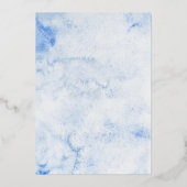 Kendall Blue Waterverf Elegante bruiloft Folie Uitnodiging (Achterkant)