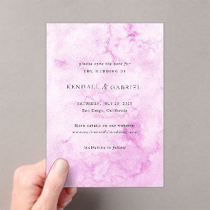 Kendall Pink Elegant Wedding Save the Date Acryl Uitnodigingen