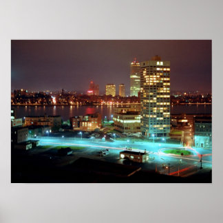 Kendall Square en Boston Skyline, 1967 Poster