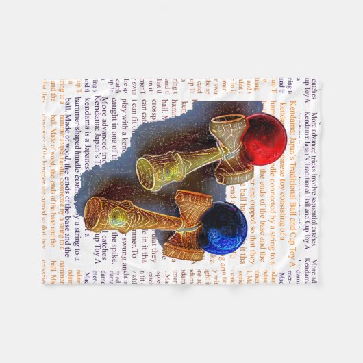 Kendama, Rood en Blauwe Kleur Schets Fleece Deken (Voorkant (Horizontaal))