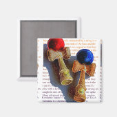 Kendama, Rood en Blauwe Kleur Schets Magneet (Voorkant / Achterkant)