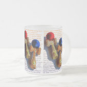 Kendama, Rood en Blauwe Kleur Schets Matglas Koffiemok (Voorkant rechts)