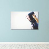 Kendo Fencer Fastening Mask Canvas Afdruk (Insitu (Houten vloer))