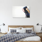 Kendo Fencer Fastening Mask Canvas Afdruk (Insitu (Slaapkamer))