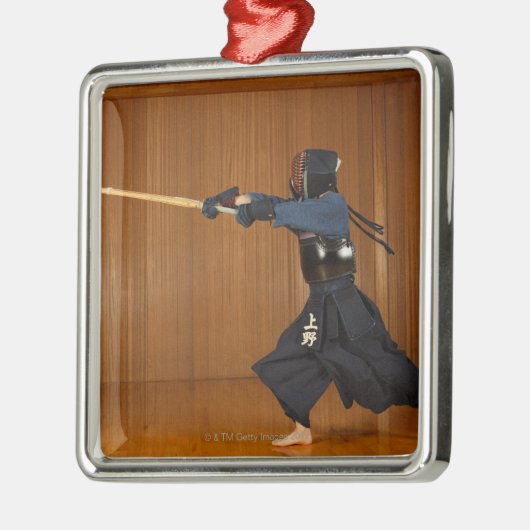 Kendo Fencer Practicing Metalen Ornament (Links)