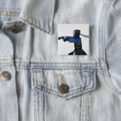 Kendo Fencer Practicing Vierkante Button 5,1 Cm (In situ)