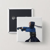 Kendo Fencer Practicing Vierkante Button 5,1 Cm (Voorkant /achterkant)