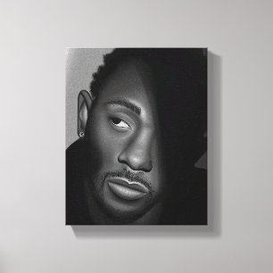 Kendrick Lamar Zwart-wit portretschilderij Canvas Afdruk