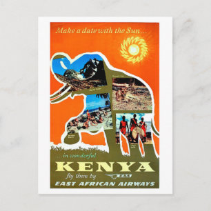 Kenia, Afrika, maak een afspraak met een zon, reiz Briefkaart