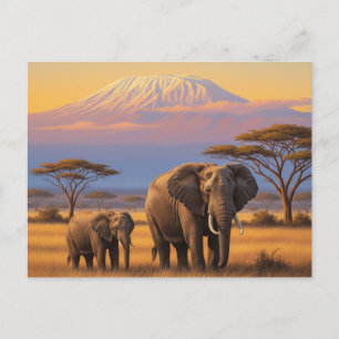 Kenia Amboseli Nationaal Park Olifanten Briefkaart