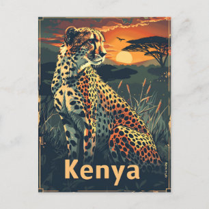 Kenia Cheeatah zonsondergang Briefkaart