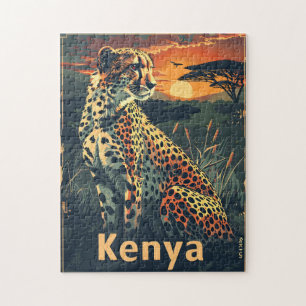 Kenia Cheeatah zonsondergang Legpuzzel