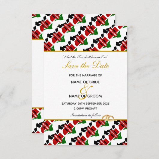 KENIA Christelijke huwelijksuitnodiging Save Date Save The Date (Voorkant / Achterkant)