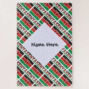 Kenia en Kenyan Flag Tiled Personalized Legpuzzel