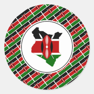 KENIA FLAG Keniaanse Kaart Stijlvol Patriottisch Ronde Sticker