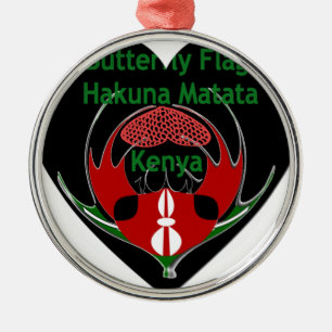 Kenia: Hakuna Matata Swahili   Abstracte vlinder Metalen Ornament