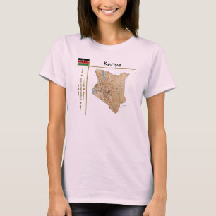 Kenia Kaart + Vlag + Titel T-Shirt