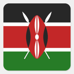 Kenia (Kenyan) Vlag Vierkante Sticker