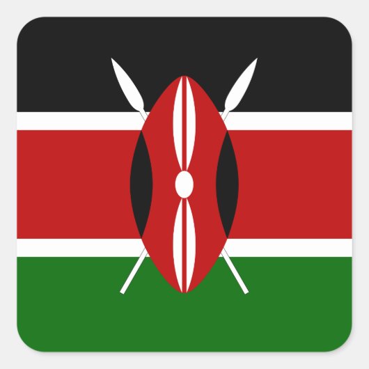 Kenia (Kenyan) Vlag Vierkante Sticker (Voorkant)