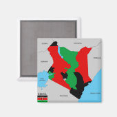 Kenia land politieke kaart vlag magneet (Voorkant / Achterkant)