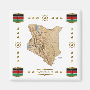 Kenia Map + Flags Magnet Magneet
