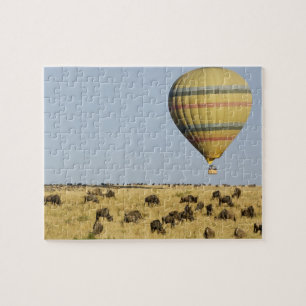 Kenia, Masai Mara. Toeristen varen in een luchtbal Legpuzzel