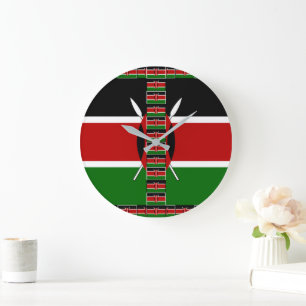 Kenia Naadloze Miniatuur Vlaggen Grens Lijsten Art Grote Klok